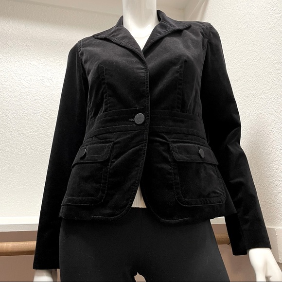 TALBOTS•Black Velour Single Button Jacket Blazer | Sz 4 - Picture 5 of 10